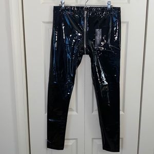 NWT Current Mood Full-Zip Black Vinyl Leggings